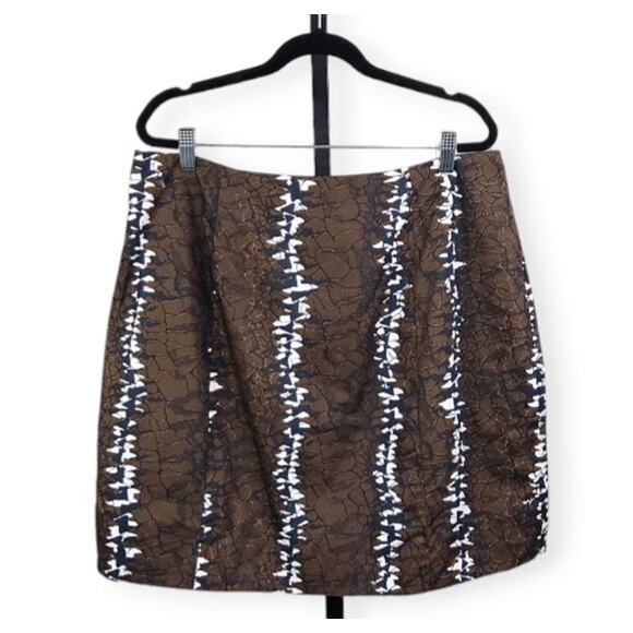 City Chic Refinity Mini Skirt Boab Print Brown Limited Edition Size 14 New - Picture 2 of 10